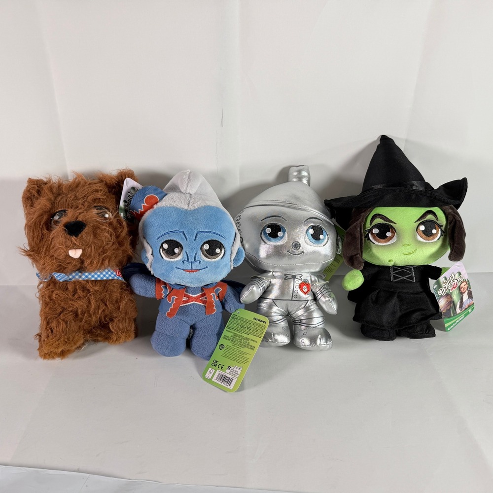 Jazwares Wizard of Oz Plush Lot of 4 Tin Man Toto Monkey Wicked Witch NWT 8"